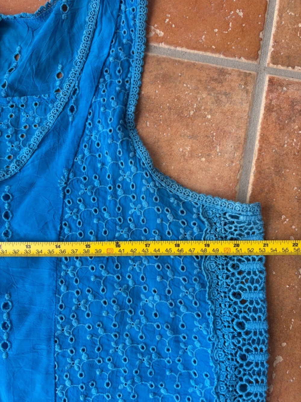 Beautiful Johnny Was Blue Rayon Eyelet Tank Top Size L  allycat - Picture 5 of 5